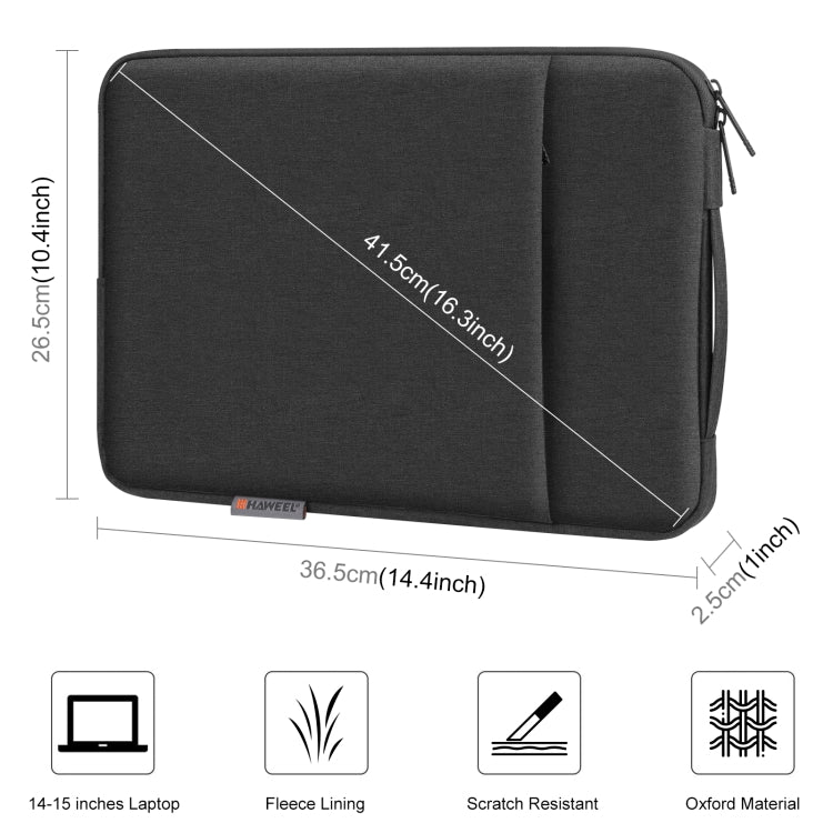 Housse pour ordinateur portable HAWEEL avec fermeture éclair et poignée pour ordinateur portable de 14 à 15 pouces, pour ordinateur portable de 14 à 15 pouces (avec poignée)