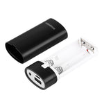 HAWEEL DIY Boîtier de Batterie Externe 2x 18650 (Non Inclus) 5600mAh avec Sortie USB et Indicateur, DIY 2 Batteries (Noir), DIY 2 Batteries (Blanc)