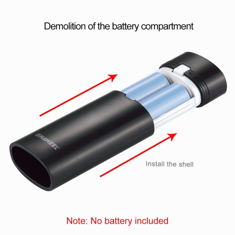 HAWEEL DIY Boîtier de Batterie Externe 2x 18650 (Non Inclus) 5600mAh avec Sortie USB et Indicateur, DIY 2 Batteries (Noir), DIY 2 Batteries (Blanc)