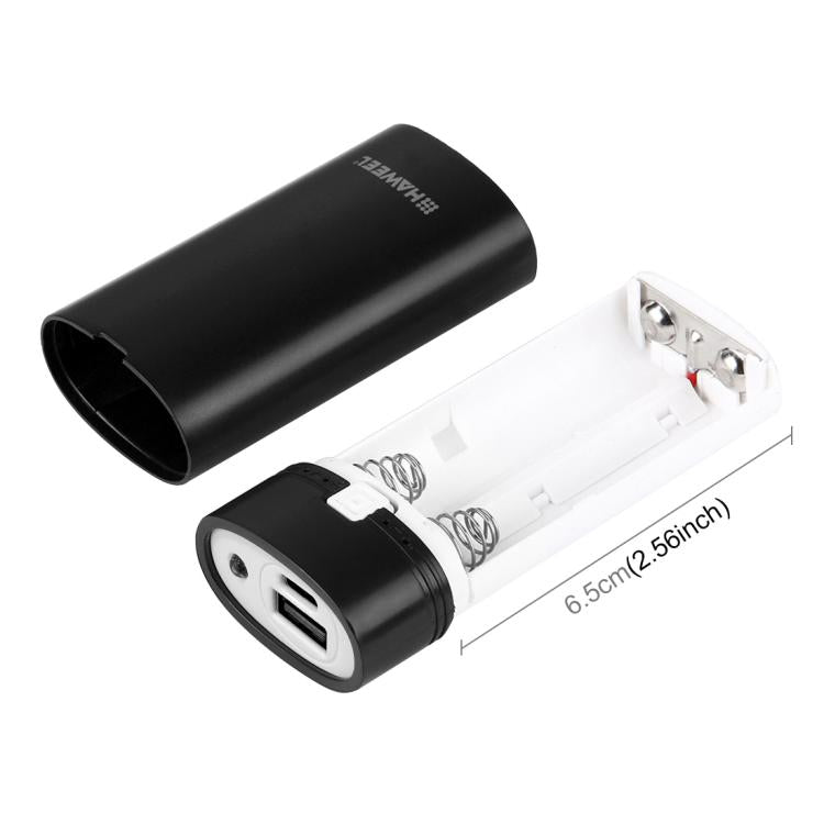 HAWEEL DIY Boîtier de Batterie Externe 2x 18650 (Non Inclus) 5600mAh avec Sortie USB et Indicateur, DIY 2 Batteries (Noir), DIY 2 Batteries (Blanc)
