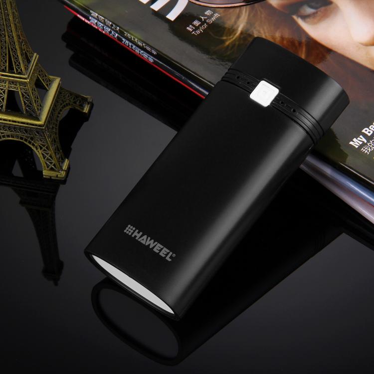 HAWEEL DIY Boîtier de Batterie Externe 2x 18650 (Non Inclus) 5600mAh avec Sortie USB et Indicateur, DIY 2 Batteries (Noir), DIY 2 Batteries (Blanc)