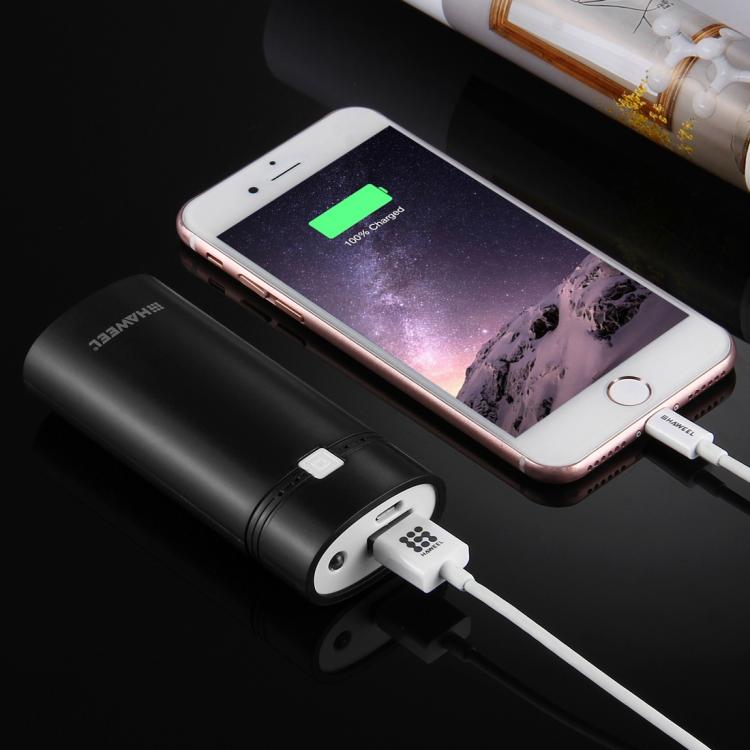 HAWEEL DIY Boîtier de Batterie Externe 2x 18650 (Non Inclus) 5600mAh avec Sortie USB et Indicateur, DIY 2 Batteries (Noir), DIY 2 Batteries (Blanc)