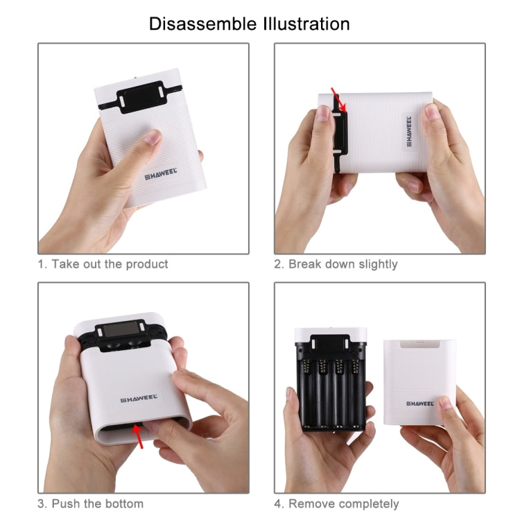 Boîtier de batterie HAWEEL DIY 4 x 18650 (batteries non incluses) 10000mAh Power Bank avec 2 sorties USB et affichage pour iPhone, Galaxy, Sony, HTC, Google, Huawei, Xiaomi, Lenovo et autres smartphones, DIY 4 x 18650 10000mAh Batterie (US)
