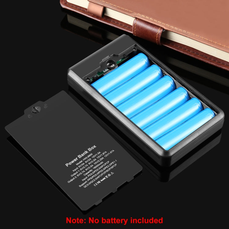 Boîtier de batterie externe HAWEEL DIY 6 x 18650 24W charge rapide avec écran, sans batterie, 6 x 18650 Batterie