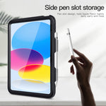 Pour iPad 10e génération 10,9 2022 Étui antichoc intégral à 360° avec poignée, support et porte-stylet