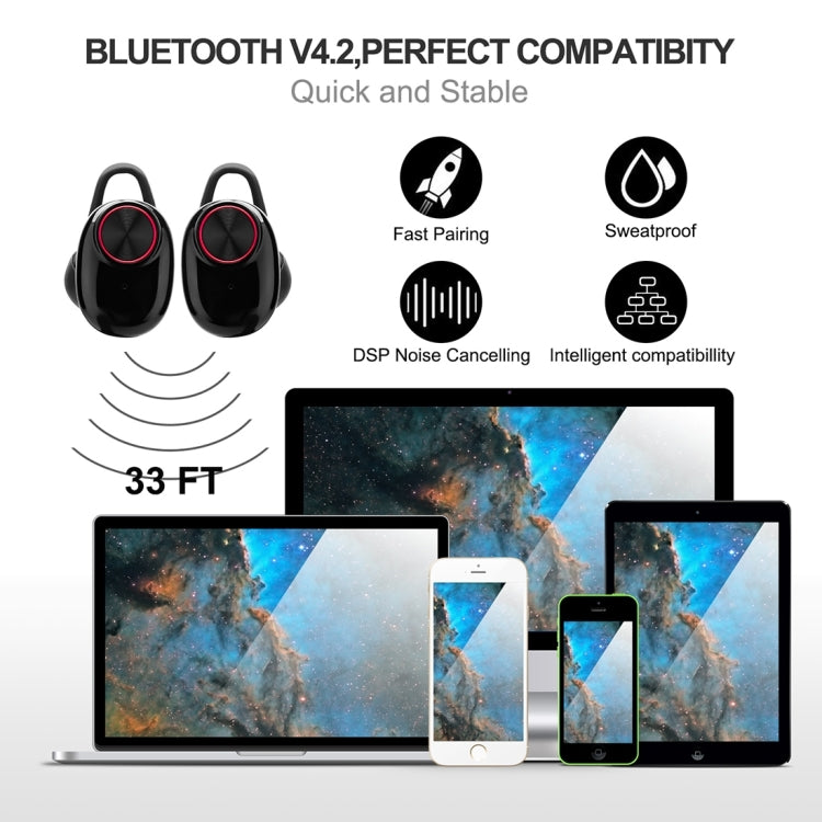 Écouteurs anti-bruit BTH-V5 DSP, casque sans fil de sport Bluetooth V5.0 avec étui de chargement, compatible avec iPhone et Android