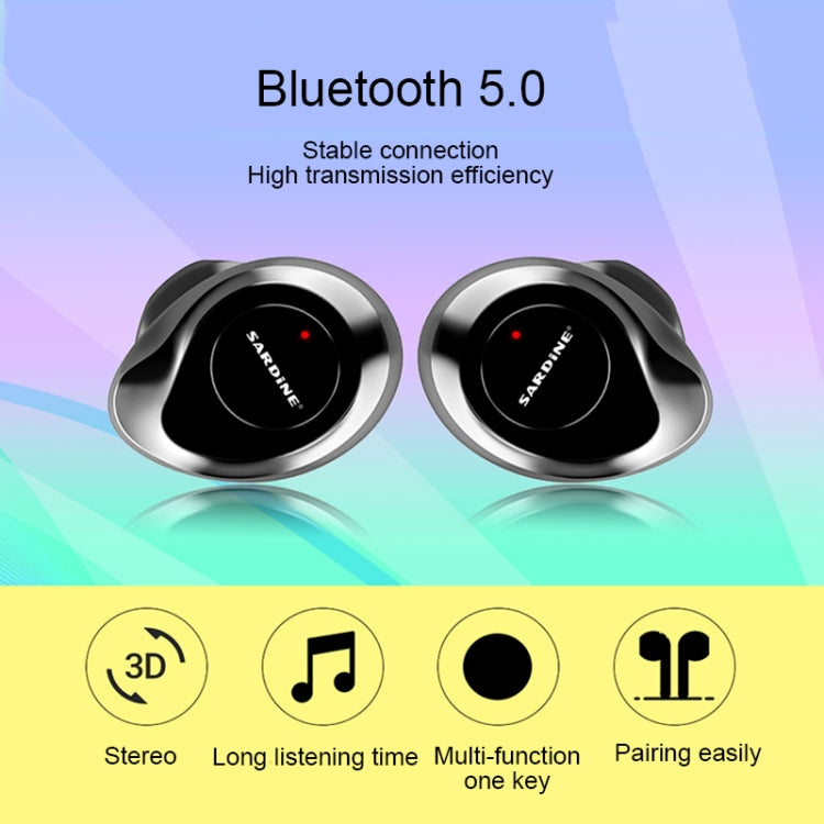 Écouteurs Stéréo Sans Fil Bluetooth V5.0 TWS SARDiNE F8 avec Boîtier de Charge