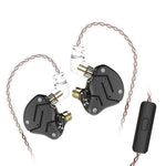 KZ ZSN Écouteurs intra-auriculaires HiFi à commande filaire, quadruple cœur, fer mobile, méga basses avec microphone