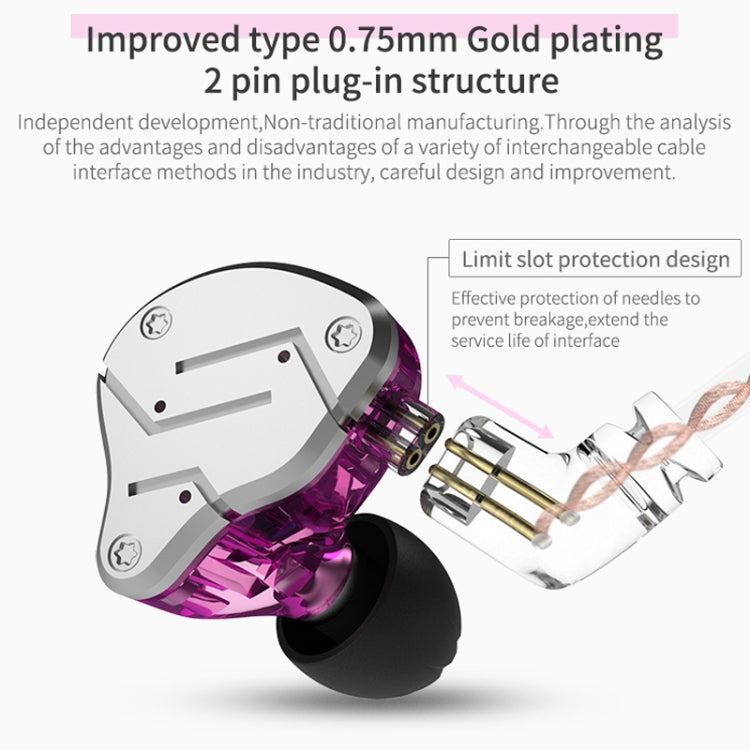 KZ ZSN Écouteurs intra-auriculaires HiFi à commande filaire, quadruple cœur, fer mobile, méga basses avec microphone