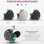 KZ ZSN Écouteurs intra-auriculaires HiFi à commande filaire, quad-core, avec armature mobile et mégabasse, sans microphone