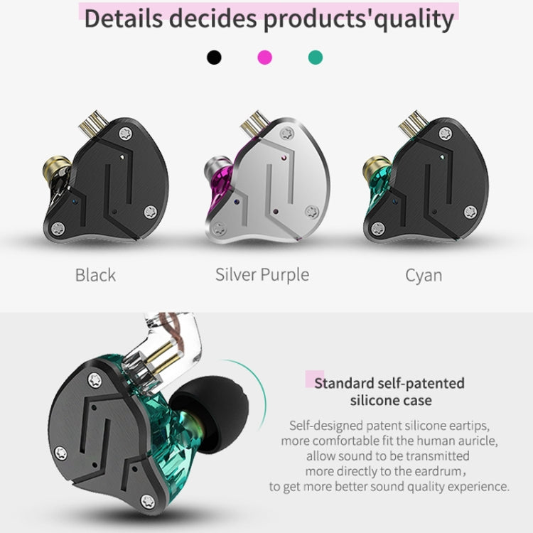 KZ ZSN Écouteurs intra-auriculaires HiFi à commande filaire, quad-core, avec armature mobile et mégabasse, sans microphone