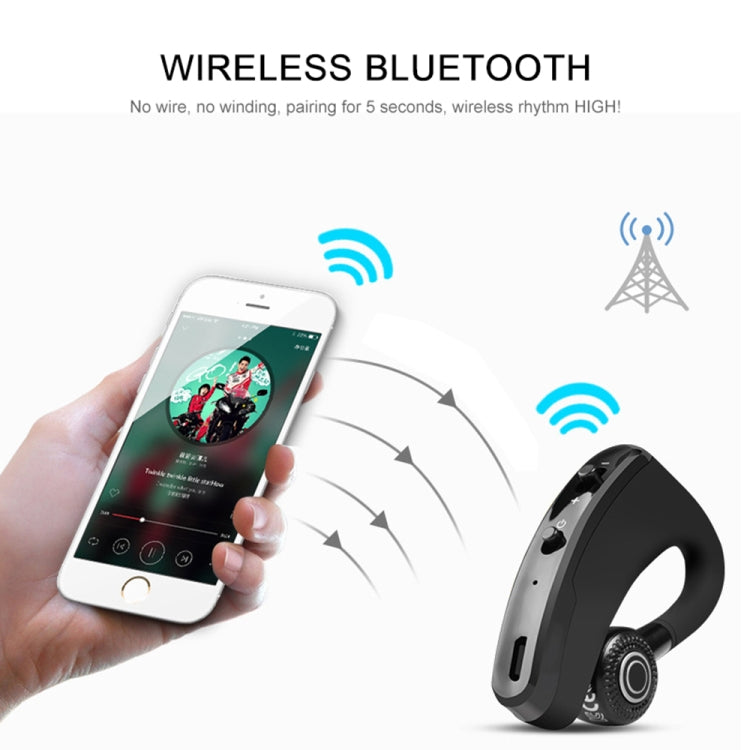 Écouteur Bluetooth Sans Fil Mains Libres V9 Business CSR 4.1 avec Micro pour Conducteur Sportif