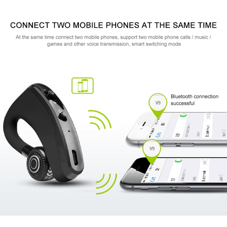 Écouteur Bluetooth Sans Fil Mains Libres V9 Business CSR 4.1 avec Micro pour Conducteur Sportif