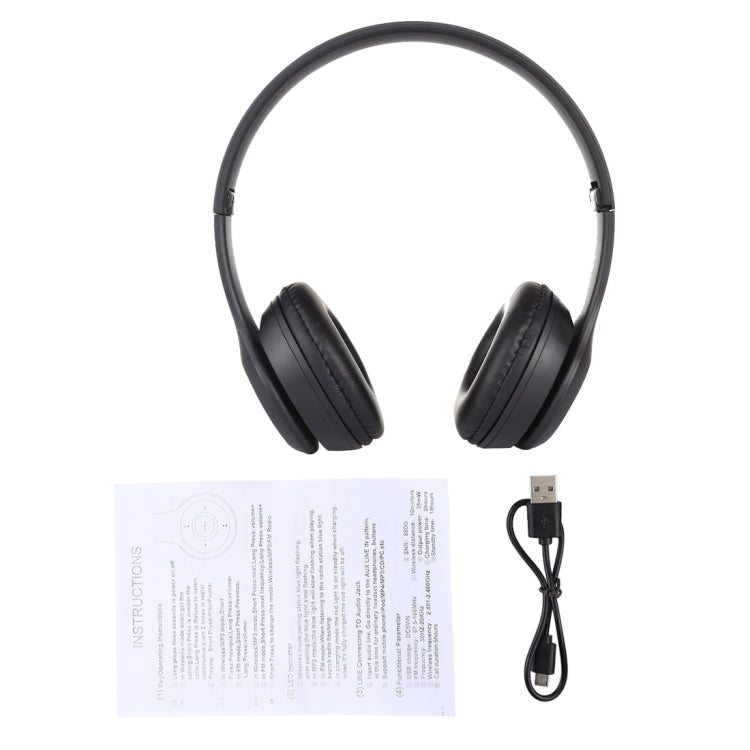 Casque Bluetooth sans fil pliable P47 avec prise audio 3,5 mm, prend en charge MP3 / appel, P47 Rouge, P47 Blanc, P47 Vert, P47 Noir, P47 Bleu