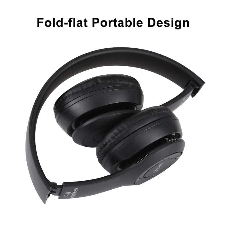 Casque Bluetooth sans fil pliable P47 avec prise audio 3,5 mm, prend en charge MP3 / appel, P47 Rouge, P47 Blanc, P47 Vert, P47 Noir, P47 Bleu