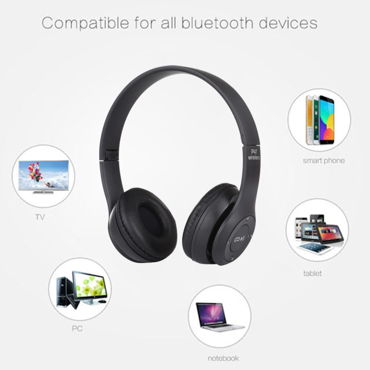 Casque Bluetooth sans fil pliable P47 avec prise audio 3,5 mm, prend en charge MP3 / appel, P47 Rouge, P47 Blanc, P47 Vert, P47 Noir, P47 Bleu