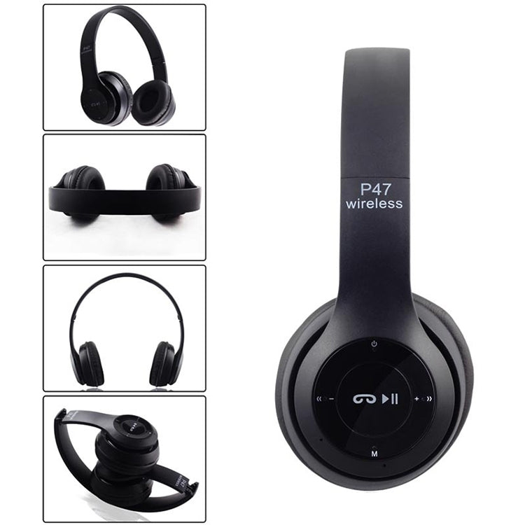 Casque Bluetooth sans fil pliable P47 avec prise audio 3,5 mm, prend en charge MP3 / appel, P47 Rouge, P47 Blanc, P47 Vert, P47 Noir, P47 Bleu
