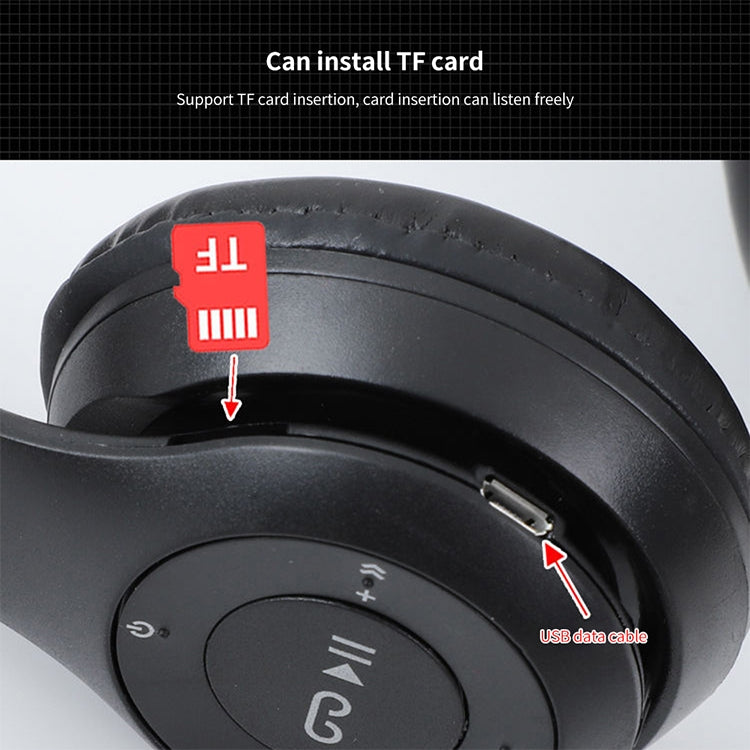 Casque Bluetooth sans fil pliable P47 avec prise audio 3,5 mm, prend en charge MP3 / appel, P47 Rouge, P47 Blanc, P47 Vert, P47 Noir, P47 Bleu