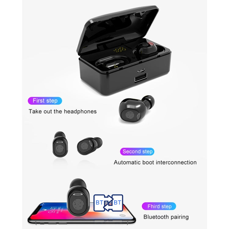 G10 TWS Écouteurs sans fil Bluetooth 5.0 avec boîte de charge, prise en charge de l'affichage numérique, appels HD et banque d'alimentation, G10