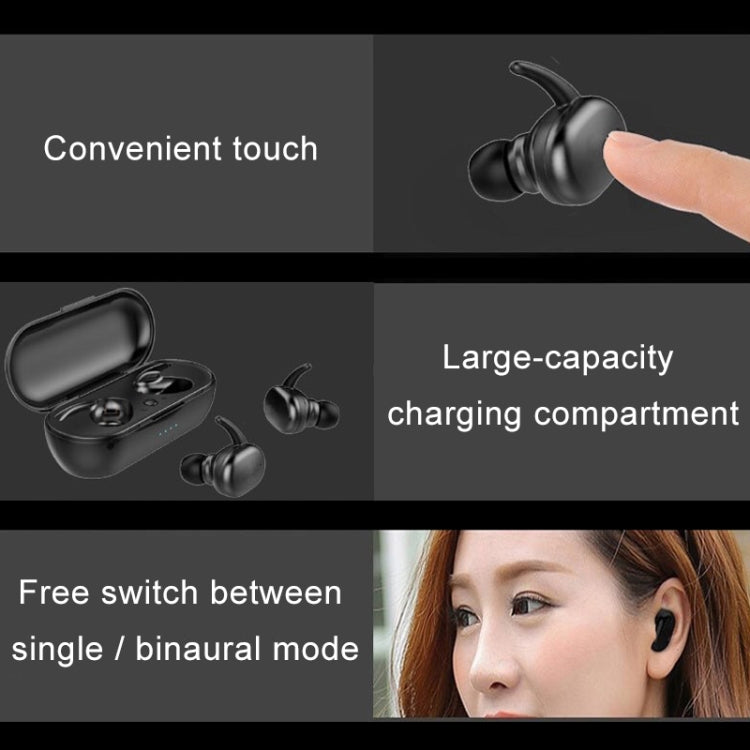 Écouteurs Bluetooth sans fil TWS-4 IPX5 étanches 5.0 à commande tactile avec boîtier de charge, prennent en charge les appels HD et les invites vocales, TWS-4