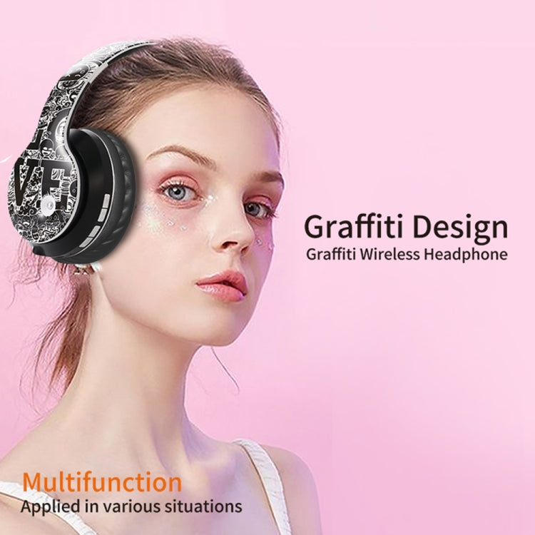 Casque sans fil Bluetooth V5.0 à motif graffiti B1