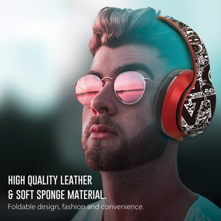 Casque sans fil Bluetooth V5.0 à motif graffiti B1