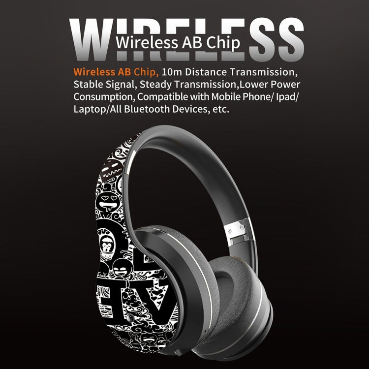 Casque sans fil Bluetooth V5.0 à motif graffiti B1