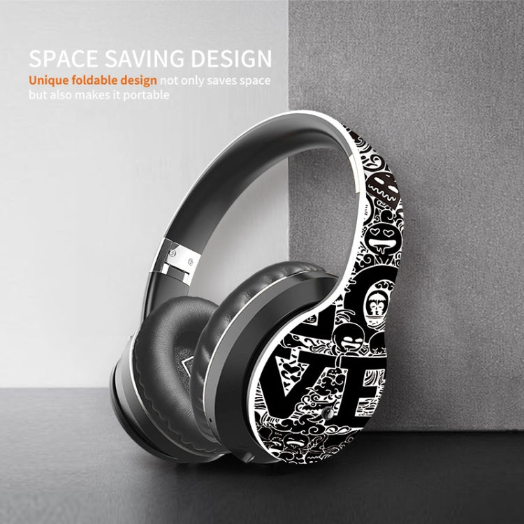 Casque sans fil Bluetooth V5.0 à motif graffiti B1