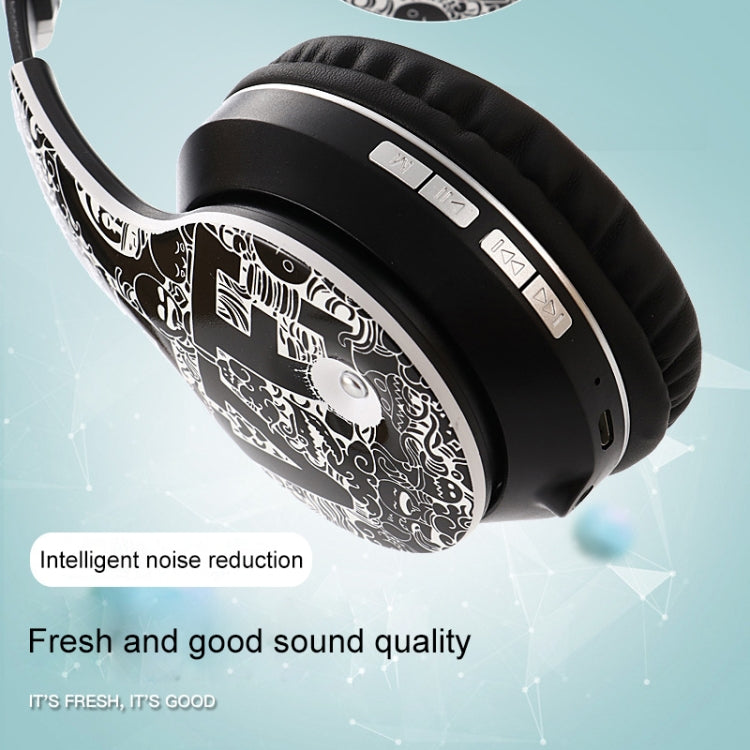 Casque sans fil Bluetooth V5.0 à motif graffiti B1