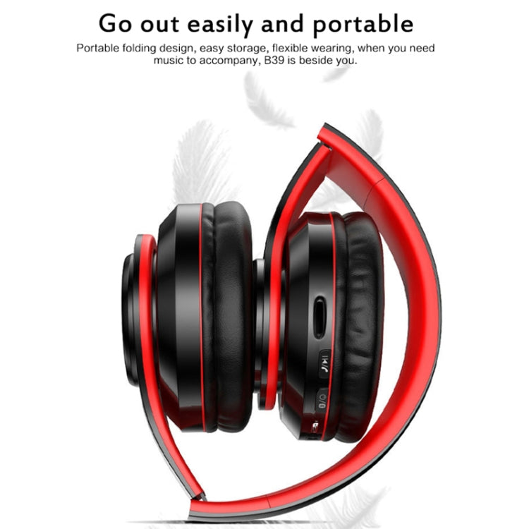 Casque Bluetooth sans fil B39 V5.0, B39 (rouge), B39 (blanc), B39 (bleu), B39 (noir et rouge), B39 (noir)