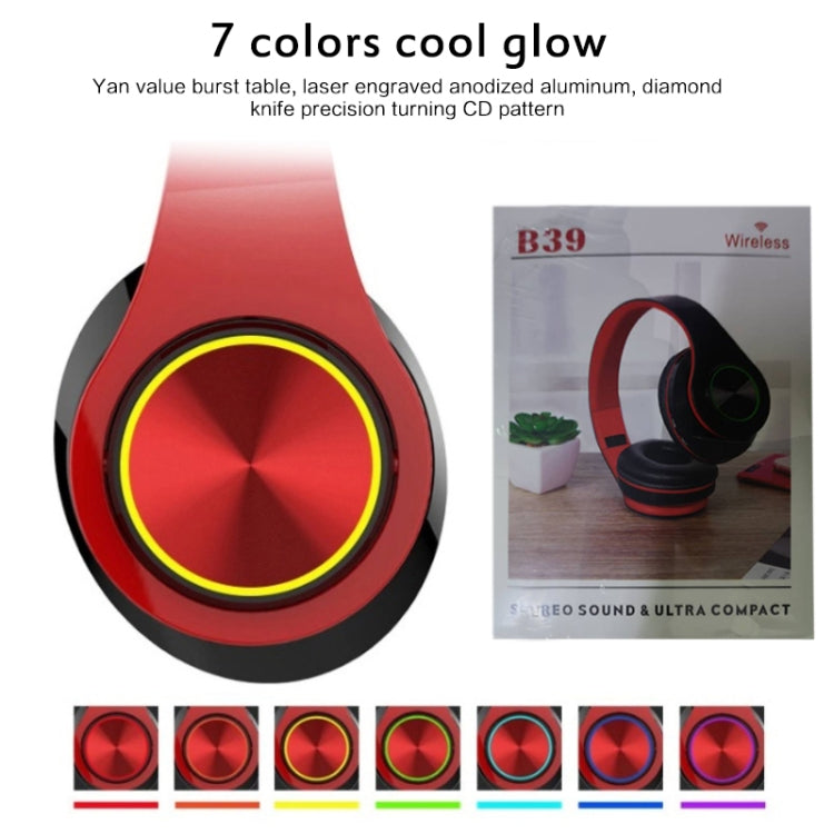 Casque Bluetooth sans fil B39 V5.0, B39 (rouge), B39 (blanc), B39 (bleu), B39 (noir et rouge), B39 (noir)