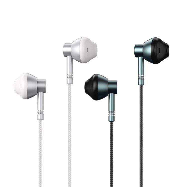 Écouteurs Stéréo Intra-Auriculaires Métalliques REMAX RM-201 avec Commande Filaire + Micro, Supporte les Appels Mains Libres