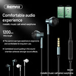 Écouteurs Stéréo Intra-Auriculaires Métalliques REMAX RM-201 avec Commande Filaire + Micro, Supporte les Appels Mains Libres
