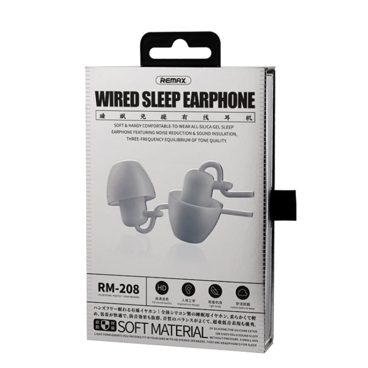 Écouteurs intra-auriculaires stéréo REMAX RM-208 pour le sommeil avec contrôle filaire + micro, prise en charge des appels mains libres
