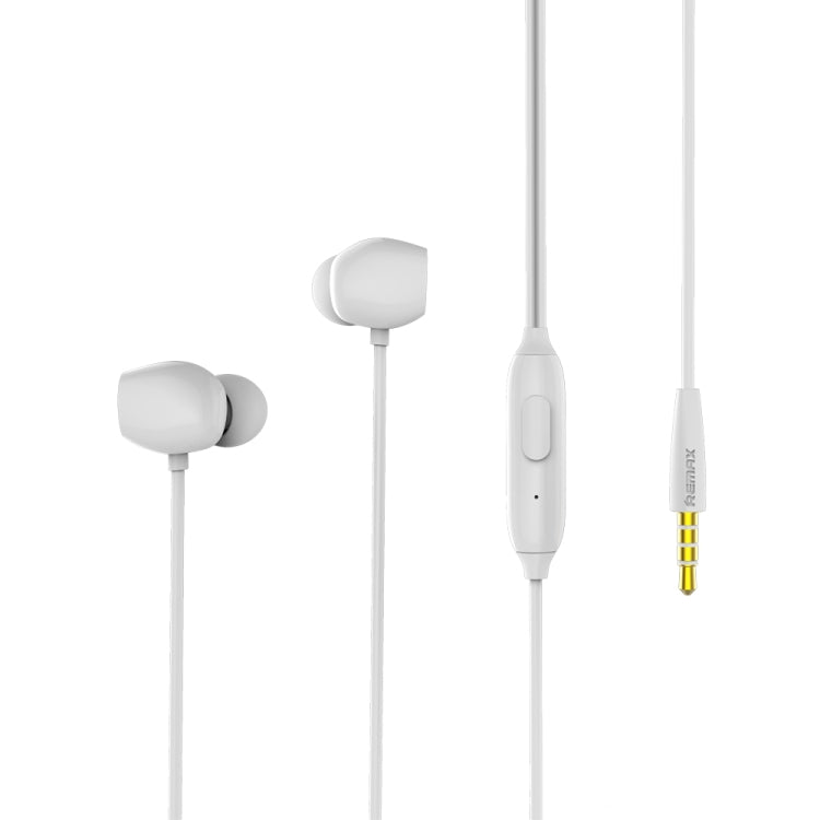 Écouteurs Stéréo Intra-Auriculaires REMAX RM-550 avec Broche Dorée 3,5 mm, Contrôle Filaire et Micro, Support Mains-Libres