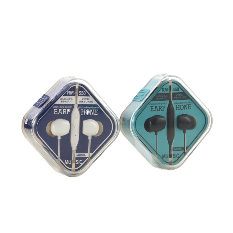 Écouteurs Stéréo Intra-Auriculaires REMAX RM-550 avec Broche Dorée 3,5 mm, Contrôle Filaire et Micro, Support Mains-Libres