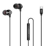 REMAX RM-560 Écouteurs stéréo intra-auriculaires en métal avec câble Type-C, contrôle filaire + micro, support mains libres, non compatible avec téléphones Samsung