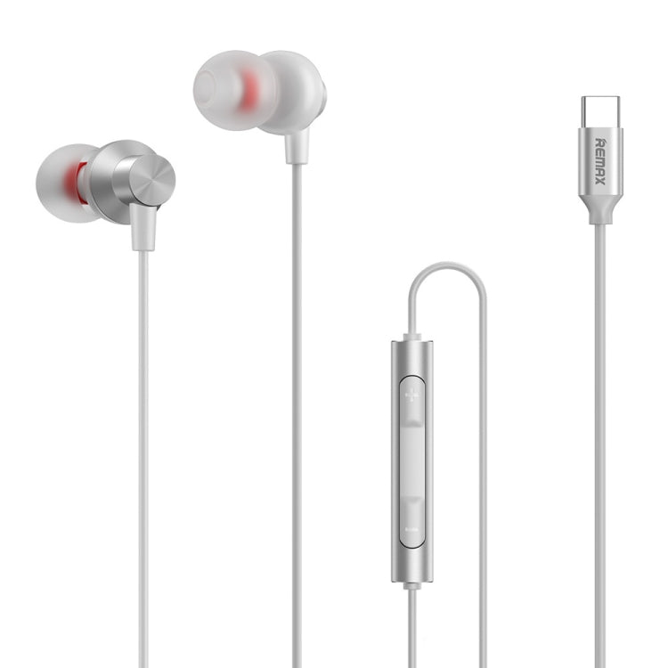 REMAX RM-560 Écouteurs stéréo intra-auriculaires en métal avec câble Type-C, contrôle filaire + micro, support mains libres, non compatible avec téléphones Samsung