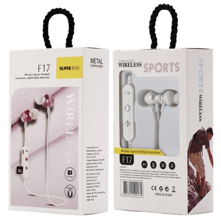 Écouteurs Bluetooth F17 avec tour de cou, compatible lecture de musique, gestion des pistes, contrôle du volume et appels