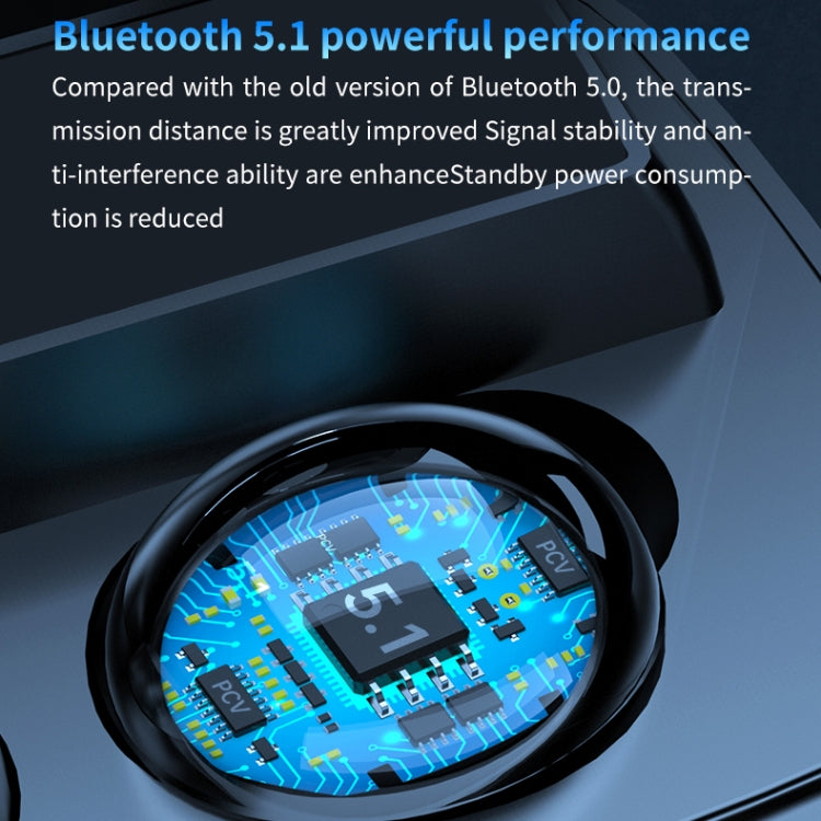 Écouteurs Bluetooth sans fil M9 TWS 5.1 avec affichage numérique miroir et boîtier de charge, lampe de poche, prise en charge tactile et Siri et affichage de la batterie, M9 (noir)