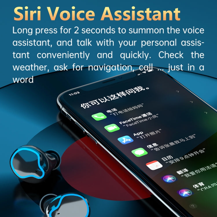 Écouteurs Bluetooth sans fil M9 TWS 5.1 avec affichage numérique miroir et boîtier de charge, lampe de poche, prise en charge tactile et Siri et affichage de la batterie, M9 (noir)