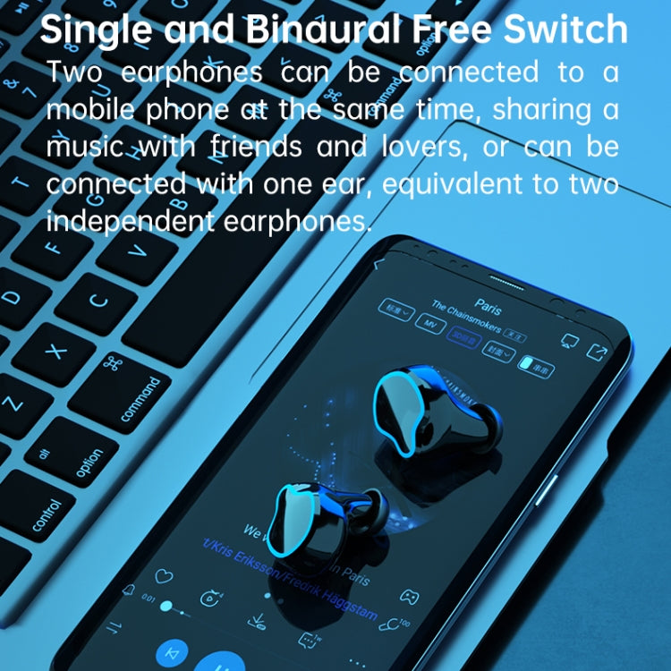 Écouteurs Bluetooth sans fil M9 TWS 5.1 avec affichage numérique miroir et boîtier de charge, lampe de poche, prise en charge tactile et Siri et affichage de la batterie, M9 (noir)