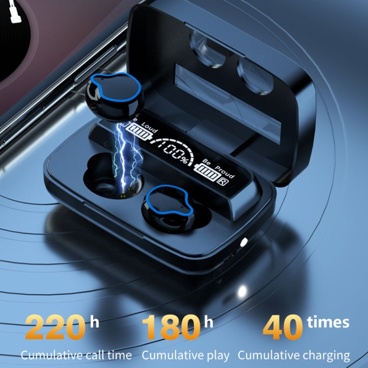 Écouteurs Bluetooth sans fil M9 TWS 5.1 avec affichage numérique miroir et boîtier de charge, lampe de poche, prise en charge tactile et Siri et affichage de la batterie, M9 (noir)