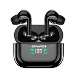 awei T29P Bluetooth V5.0 Écran numérique LED Casque TWS de sport véritablement sans fil étanche IPX4 avec étui de chargement