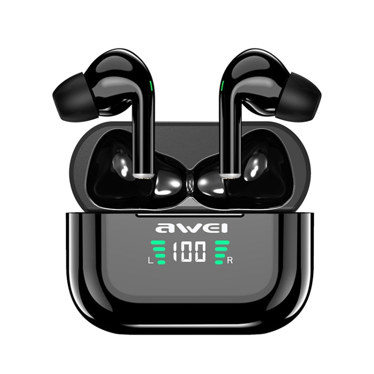 awei T29P Bluetooth V5.0 Écran numérique LED Casque TWS de sport véritablement sans fil étanche IPX4 avec étui de chargement