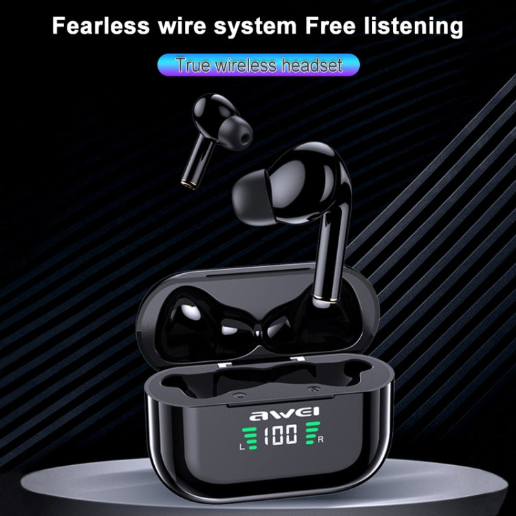 awei T29P Bluetooth V5.0 Écran numérique LED Casque TWS de sport véritablement sans fil étanche IPX4 avec étui de chargement