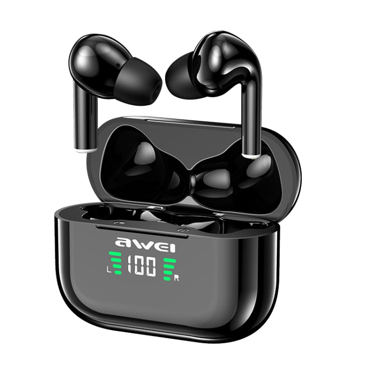 awei T29P Bluetooth V5.0 Écran numérique LED Casque TWS de sport véritablement sans fil étanche IPX4 avec étui de chargement
