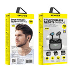 awei T29P Bluetooth V5.0 Écran numérique LED Casque TWS de sport véritablement sans fil étanche IPX4 avec étui de chargement