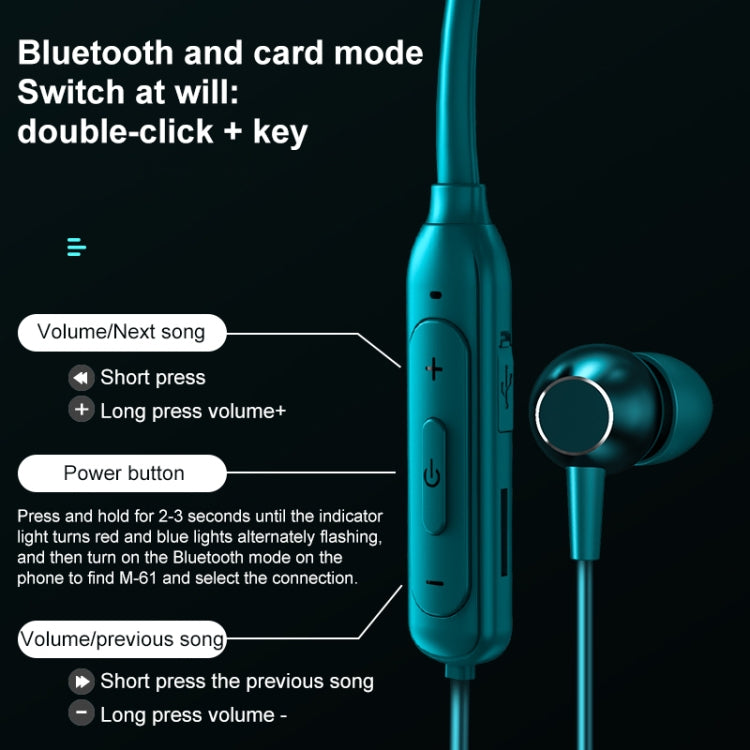 Écouteurs Bluetooth M61 tour de cou stéréo magnétiques sport business Bluetooth 5.1