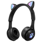 Casque Bluetooth pliable B30 Patte de chat Oreilles de chat Lumineux coloré avec prise jack 3,5 mm et fente pour carte TF